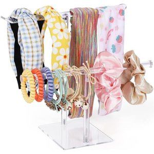 Headband Holder Scrunchie Holder Acrylic, Clear Hair Ties Holder Organizer